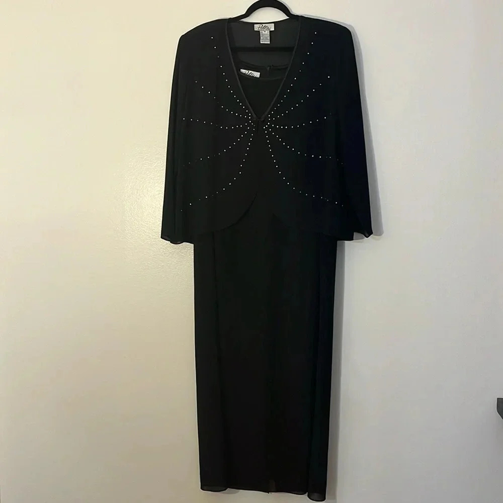 Patra | 2 piece evening wear maxi/long dress jacket Women’s size 18P rhinestone